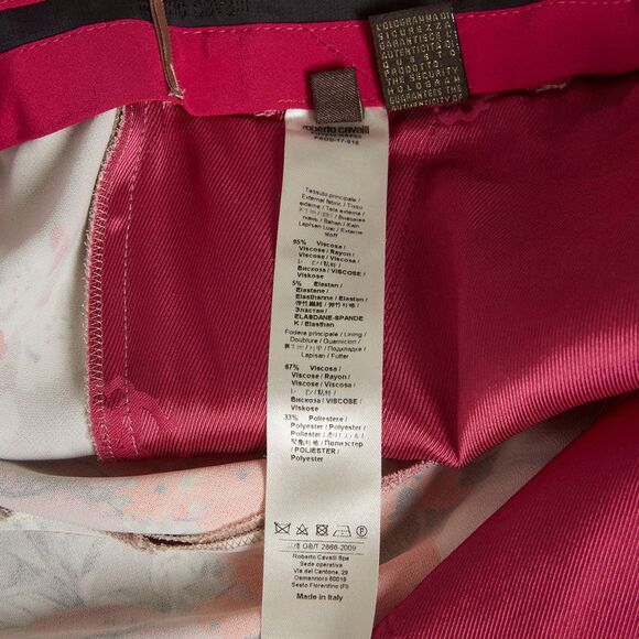 Roberto Cavalli Pink Floral Print Crepe Trousers M - Picture 7 of 7